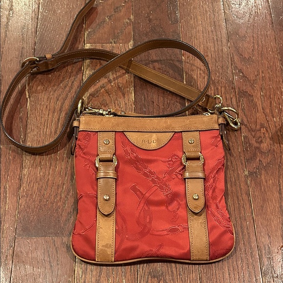Polo Ralph Lauren Handbags - Ralph Lauren Red and Tan Crossbody Bag